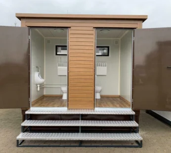 Contenedor sanitario doble con depósito de residuos.