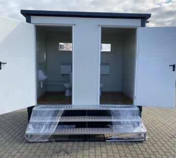 Contenedor sanitario doble con depósito de residuos blanco 3×2 metros